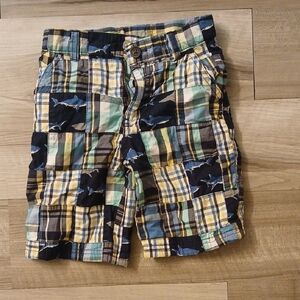 Gymboree Shark Patrol Shark Plaid Patchwork Short Preppy Size 6 (D)